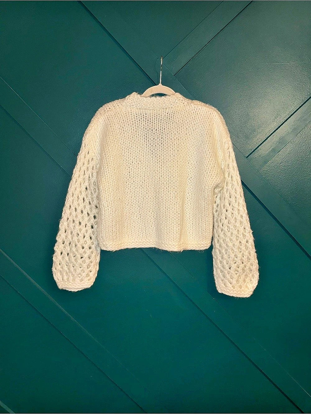 Liu Liu Mohair Cropped Chunky Cardigan Boho Chic Cottagecore Size L - Picture 3 of 8